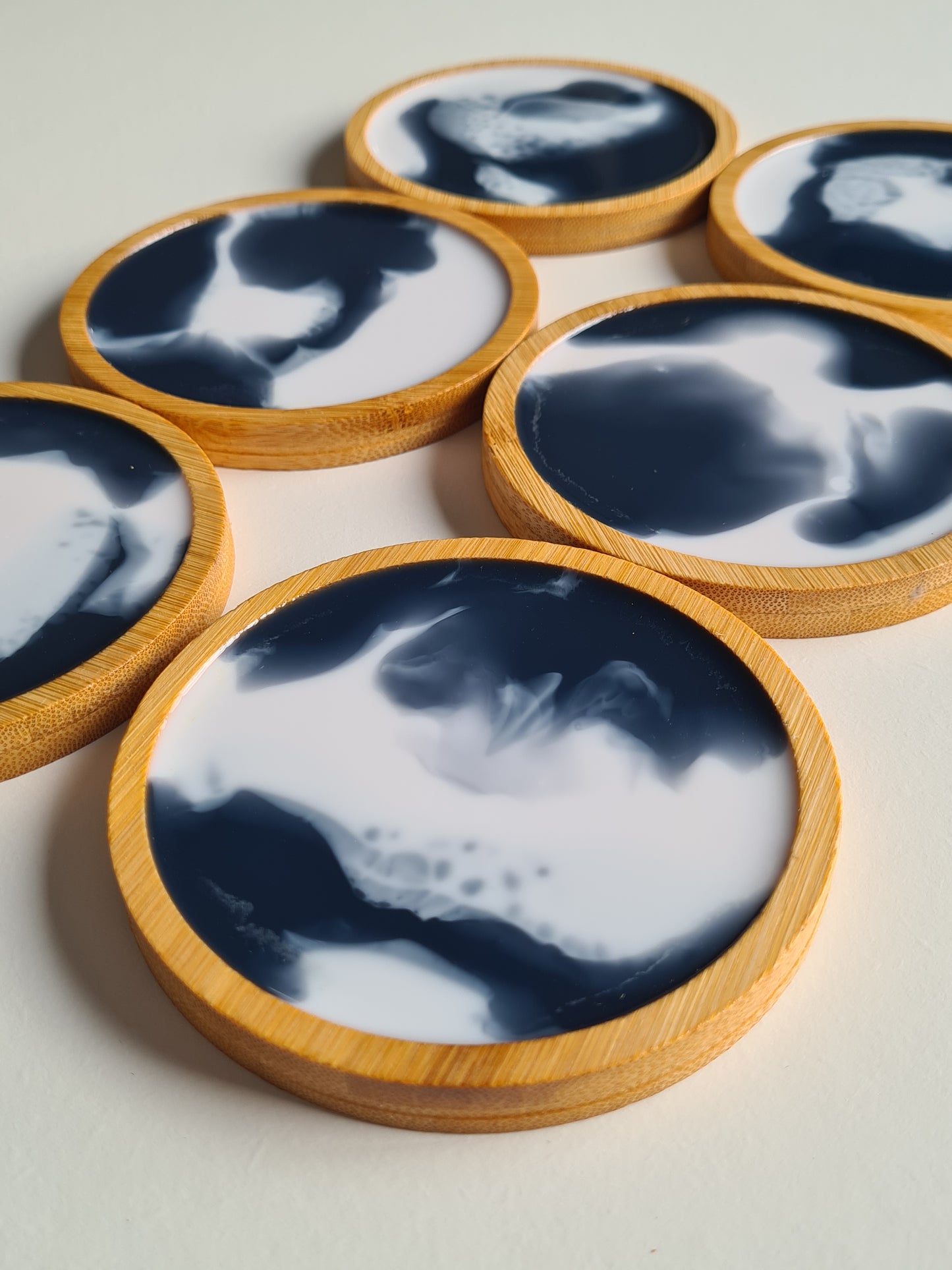Dessous de verres bois bleu blanc