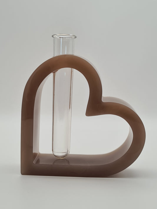 Soliflore en forme de coeur marron fait main